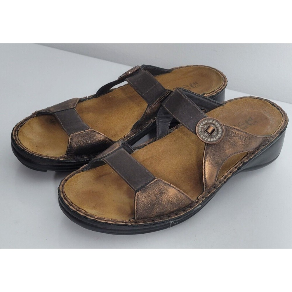 Naot Metallic Copper 2 Strap Slip On Sandals 42 / 11-11.5 Slides Rhinestones